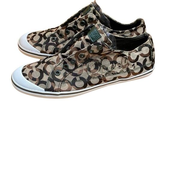 Coach Keeley Khaki Signature C Sneakers Slip On Shoes, Brown Women’s Size 11B - Picture 1 of 11
